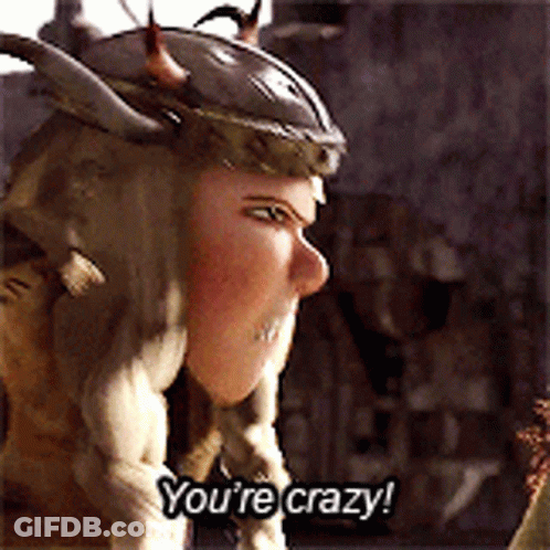 A Cartoon Character Says You 'Re Crazy While Wearing A Helmet GIF