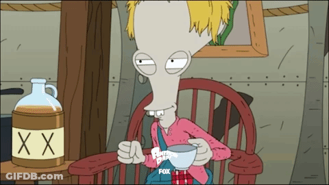 Cartoon Character Sitting Next To XXX Bottle GIF