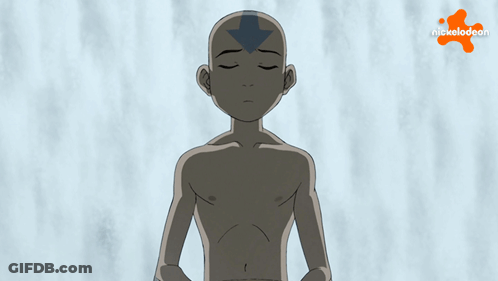 A Cartoon Character Sits In A Lotus Position With A Nickelodeon Logo On The Bottom Right GIF