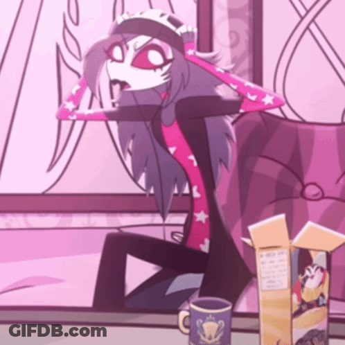 A Cartoon Character Sits On A Couch Next To A Box Of Cereal GIF