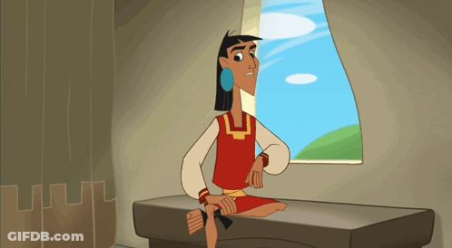 A Cartoon Character Sitting On A Bench Looking Out Of A Window GIF