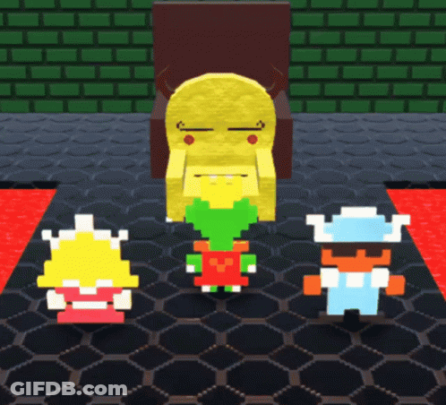 A Cartoon Character Sitting On A Throne With Two Other Characters GIF