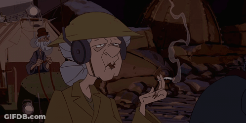 A Cartoon Character Smoking A Cigarette With The Words We 'Re All Gonna Die Behind Her GIF