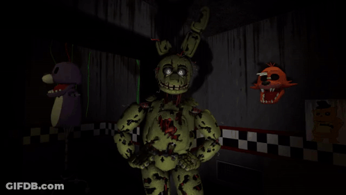 A Cartoon Character Standing In A Dark Room GIF