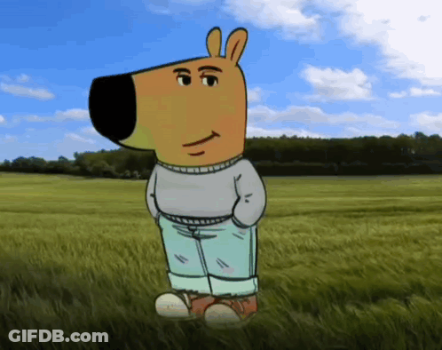 A Cartoon Character Standing In A Grassy Field With His Hands In His Pockets GIF