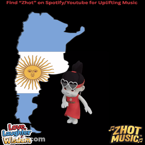 A Cartoon Character Standing In Front Of An Argentina Map GIF