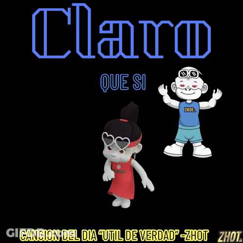 A Cartoon Character Standing Next To A Cartoon Character That Says Claro Que Si GIF