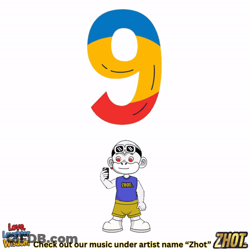 A Cartoon Character Standing Next To A Number Nine GIF
