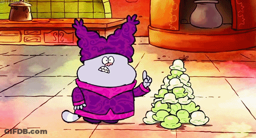A Cartoon Character Standing Next To A Pile Of Ice Cream Cones GIF