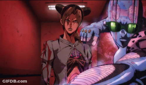 A Cartoon Character Standing Next To Another Character GIF