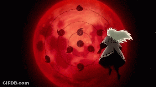 A Cartoon Character Stands In Front Of A Red Full Moon GIF