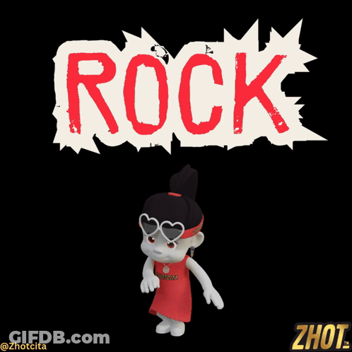 A Cartoon Character Stands In Front Of A Rock Sign GIF