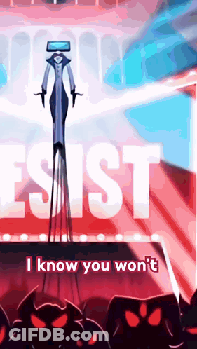A Cartoon Character Stands In Front Of A Sign That Says I Know You Won 'T GIF
