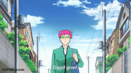 A Cartoon Character Walking Down A Street With The Words " Good Grief " On The Bottom GIF