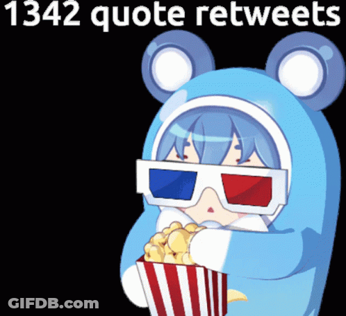 A Cartoon Character Wearing 3D Glasses Eating Popcorn GIF