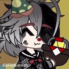 A Cartoon Character Wearing A Birthday Hat Is Holding A Basket . GIF