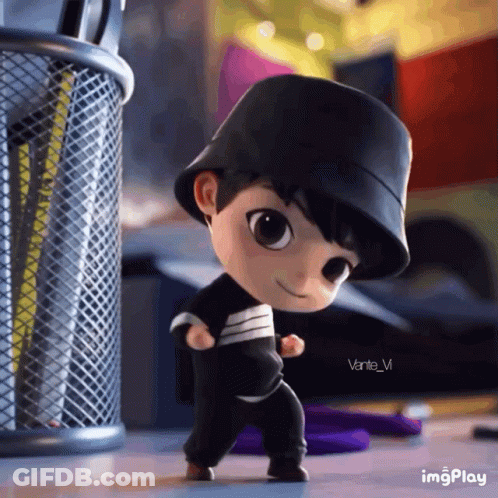 A Cartoon Character Wearing A Black Hat And A Black Shirt GIF