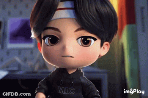 A Cartoon Character Wearing A Black Hoodie That Says Mic GIF