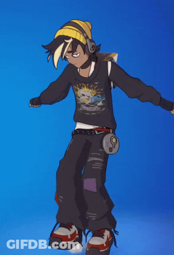 A Cartoon Character Wearing A Black Shirt That Says ' Eternal ' On It GIF
