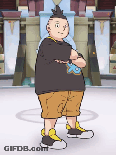 A Cartoon Character Wearing A Black Shirt With A Blue X On It GIF