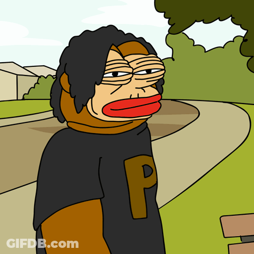 A Cartoon Character Wearing A Black Shirt With The Letter P On The Front GIF