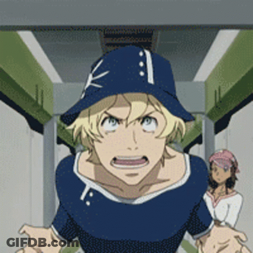 A Cartoon Character Wearing A Blue Hat With A K On It GIF