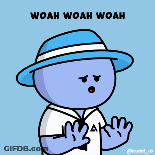 A Cartoon Character Wearing A Blue Hat With The Words Woah Woah Woah Below Him GIF