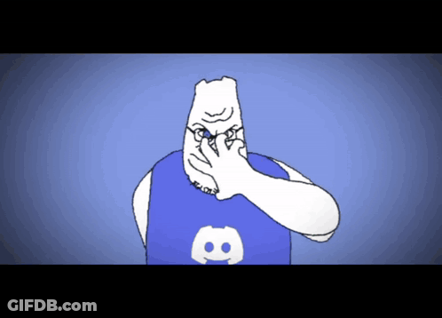 A Cartoon Character Wearing A Blue Shirt With A Discord Logo GIF