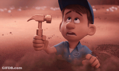 A Cartoon Character Wearing A Blue Shirt With The Word Feliz On It GIF