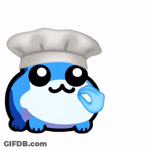 A Cartoon Character Wearing A Chef 'S Hat With A Heart And Gloves GIF