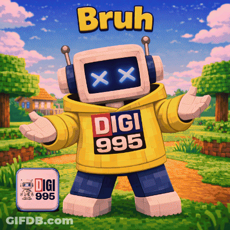 A Cartoon Character Wearing A Digi 995 Sweatshirt GIF