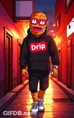 A Cartoon Character Wearing A Drip Hoodie GIF