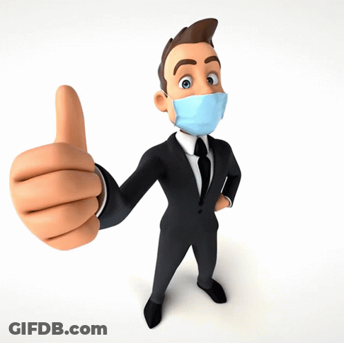 A Cartoon Character Wearing A Face Mask Gives A Thumbs Up GIF