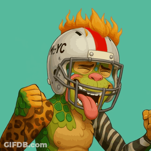 A Cartoon Character Wearing A Football Helmet That Says Nyc GIF