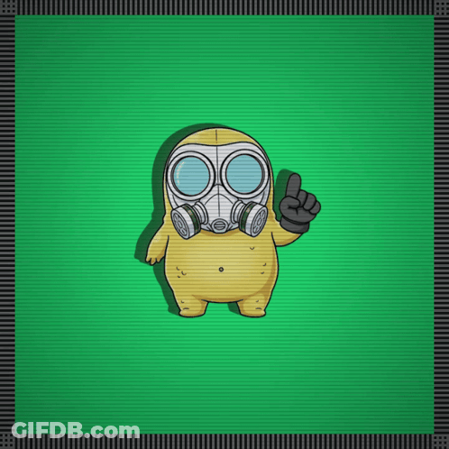 A Cartoon Character Wearing A Gas Mask Giving A Thumbs Up Sign GIF