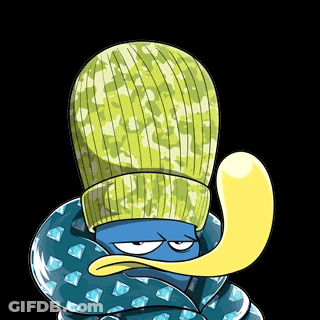 A Cartoon Character Wearing A Green Hat And A Blue Hoodie GIF