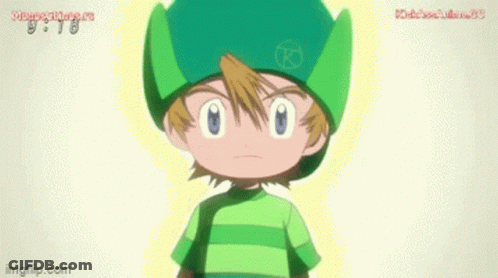 A Cartoon Character Wearing A Green Hat And A Green Shirt Is Standing In Front Of A White Background . GIF