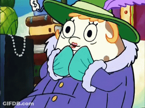 A Cartoon Character Wearing A Green Hat And A Purple Coat . GIF
