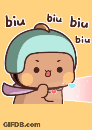 A Cartoon Character Wearing A Green Hat And Scarf Says Biu GIF