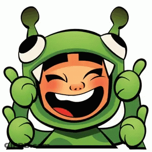 A Cartoon Character Wearing A Green Monster Costume Is Giving A Thumbs Up GIF