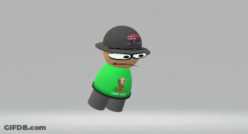 A Cartoon Character Wearing A Green Shirt And A Black Hat That Says ' Sonic ' On It GIF