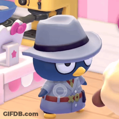 A Cartoon Character Wearing A Hat And A Coat With A Xoxo On The Belt GIF