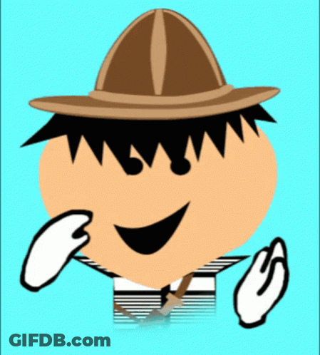 A Cartoon Character Wearing A Hat And Gloves Is Smiling GIF