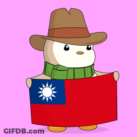 A Cartoon Character Wearing A Hat And Scarf Holds A Flag GIF