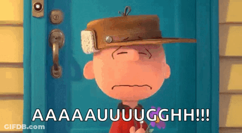 A Cartoon Character Wearing A Hat Is Standing In Front Of A Blue Door Holding A Bouquet Of Flowers . GIF