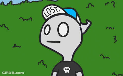 A Cartoon Character Wearing A Hat That Says Lost On It GIF