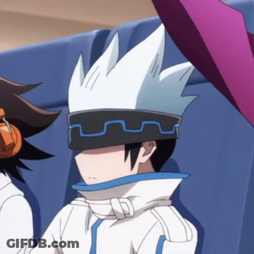 A Cartoon Character Wearing A Hat With A Blue Stripe On It GIF