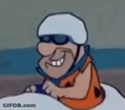 A Cartoon Character Wearing A Helmet And Sunglasses Is Driving A Jet Ski . GIF