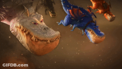 A Cartoon Character Wearing A Helmet With Wings Is Standing Next To Another Character GIF
