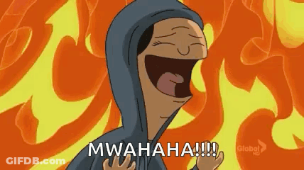 A Cartoon Character Wearing A Hoodie Is Laughing In Front Of A Fire Background . GIF